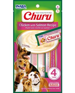 Snack Cremoso "CIAO Churu" de Pollo y Salmon para Perros - 4 tubos