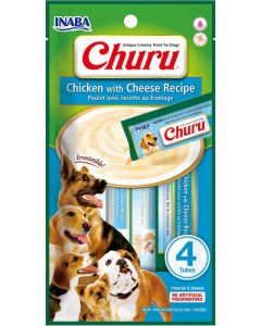 Snack Cremoso "CIAO Churu" de Pollo y Queso para Perros - 4 tubos