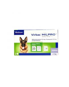 Milpro Virbac Antiparasitario Interno para Perros 12,5 mg / 125 mg - 2 Comprimidos