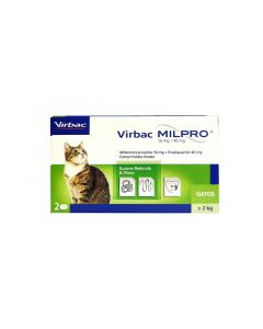 Milpro Virbac Antiparasitario Interno para Gatos 16 mg / 40 mg - 2 Comprimidos